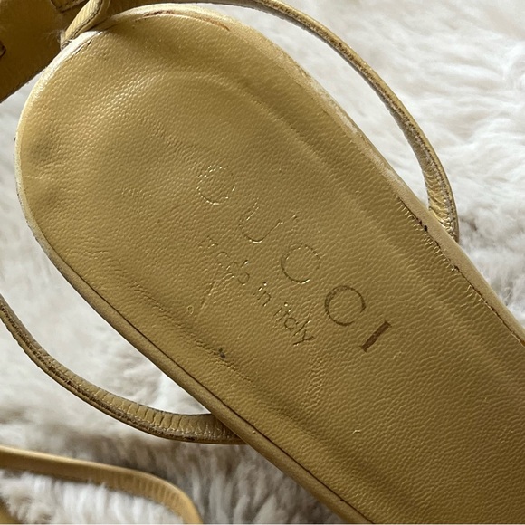 Gucci Strappy Sandals with Gold Logo Plaque Size 37.5C - Picture 5 of 15